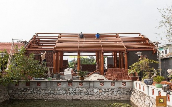 Mẫu nhà gỗ 5 gian 32 cột thông gian có dĩ