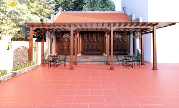 Mẫu nhà gỗ 3 gian 4 mái hiên quanh nhà